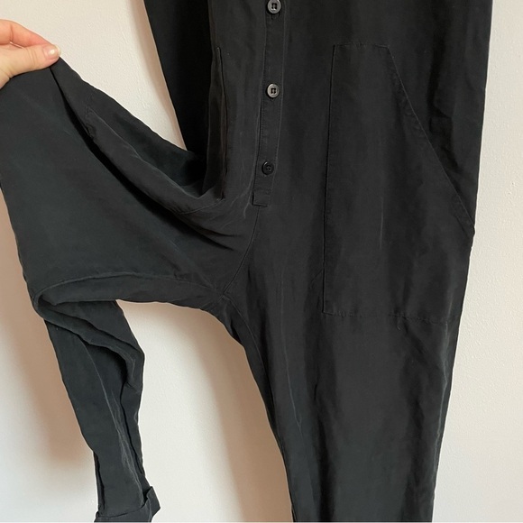OZMA Silk Linen Painter's Jumpsuit In Black XS - Picture 4 of 12